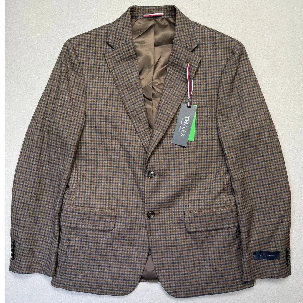 Tommy Hilfiger Men's Modern-Fit Check Sport Coat - Brown/Blue 38S $295